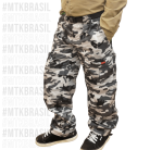 Calça Bermuda Amazon Kids Camuflada Cinza