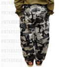 Calça Bermuda Amazon Kids Camuflada Cinza